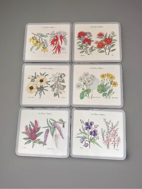 Vintage Jason Products New Zealand Wildflowers Cork-Backed Placemats. Set of 6.